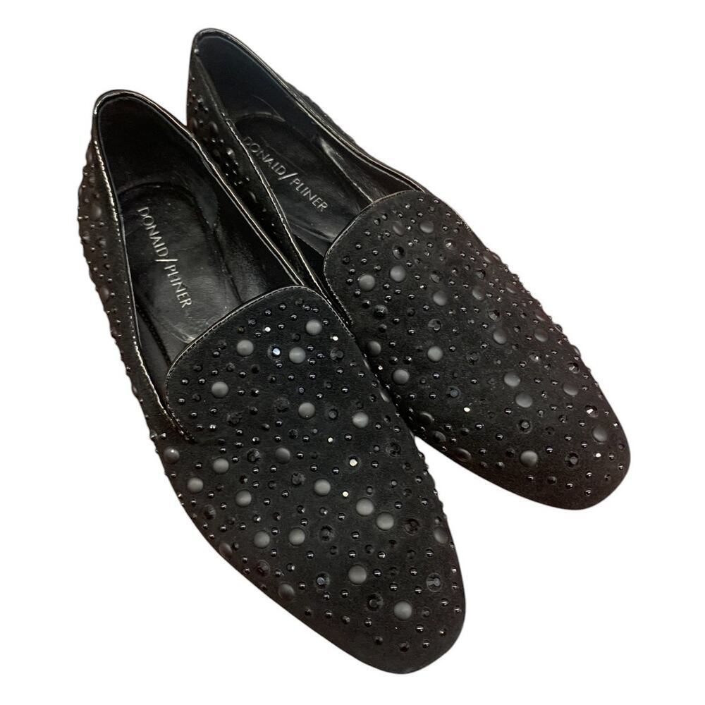 DONALD‎ J PLINER Black Studded Slip on Suede Shoes SZ 7M